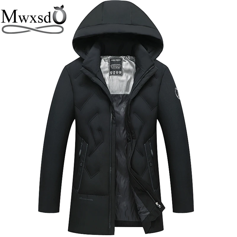 

Mwxsd winter Mens warm thick Parka coat and jacket Men Hooded fur jacket for -20 degree for male