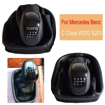 

For Mercedes Benz C Class W203 S203 MT Gear Stick Knob With Leather DustProof Cover For 5 6 Speed Gearshift Lver Knob Shifter