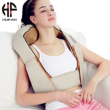 HUIFAN ручной электрический массажер пояс шиацу для шеи и спины массажер с теплым глубоким тканевым массажером для нижней части спины, плеч