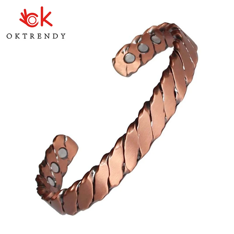 Oktrendy women copper bracelet bangle with magnets 3000 Gauss with 6 pcs magnets japanese magnetic cuff bracelet