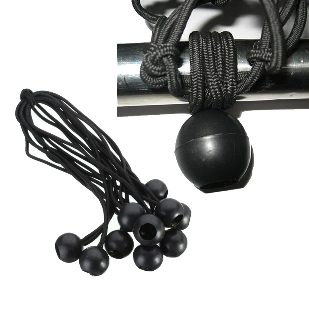 Lot 10 Ball Bungee Loop, Canopy Tarpaulin, Binding Cord, Black