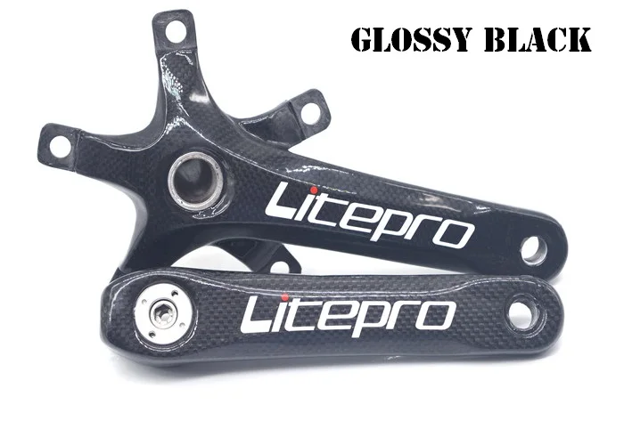 Glossy Black LITEPRO Велосипедное углеродное волокно коленчатый набор 412 складной велосипед шатун для дорожного велосипеда 130 BCD Сверхлегкий - Цвет: Glossy Black