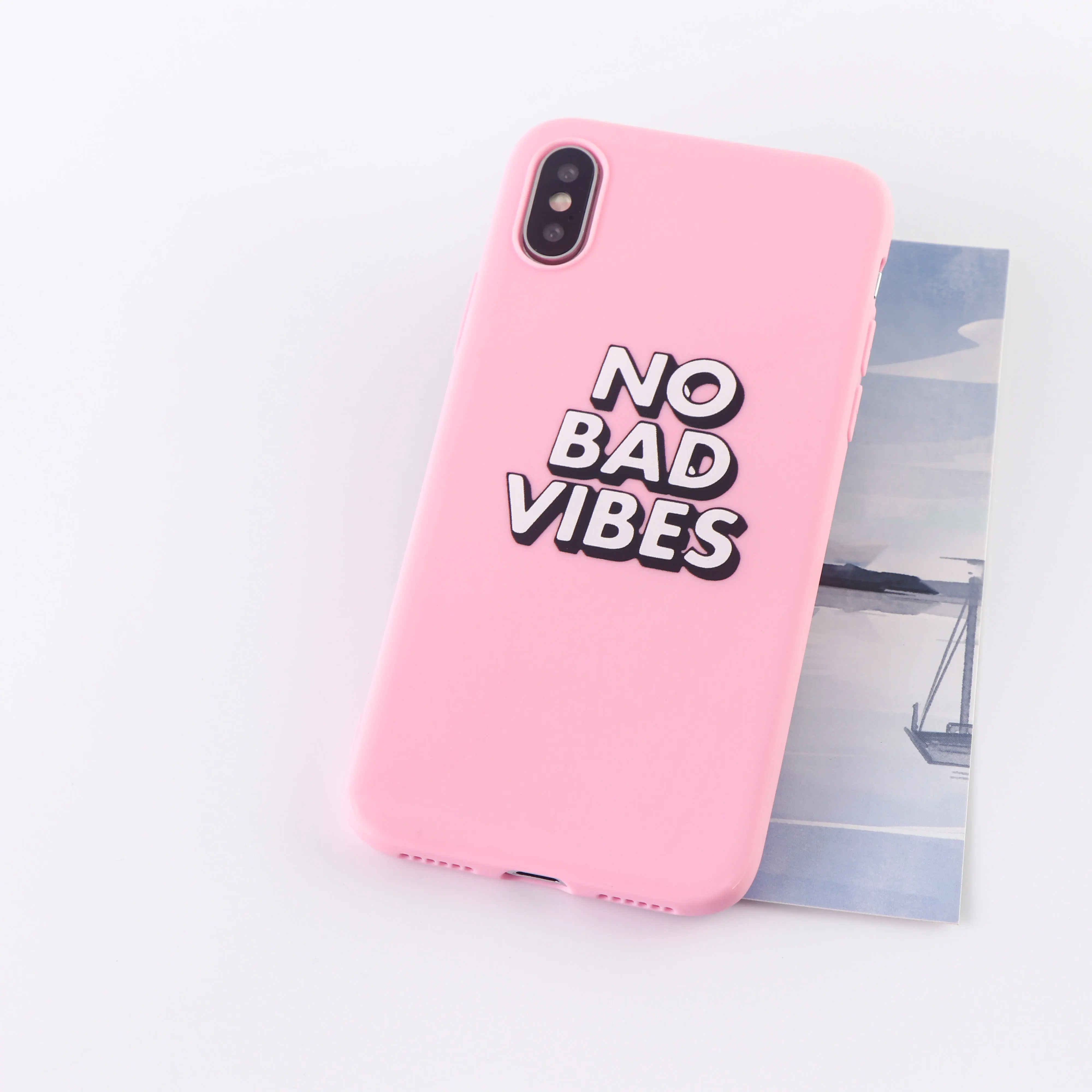 No Bad Vibes чехол для телефона для iPhone X XS XR Max 8 7 6 S plus 11 Pro MAX чехол s Мягкий силиконовый чехол для мобильных телефонов - Цвет: 8635-Pink