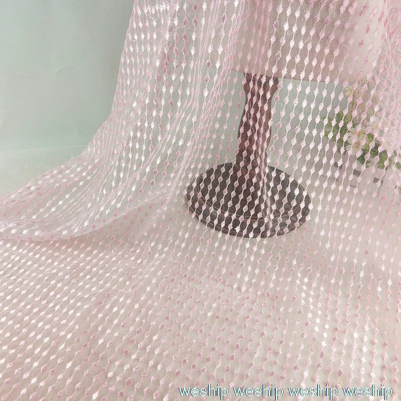 

2yards pink champagne hollow Net yarn fabric embroidery lace mesh fabric wedding dress cloth DIY garment accessories curtains