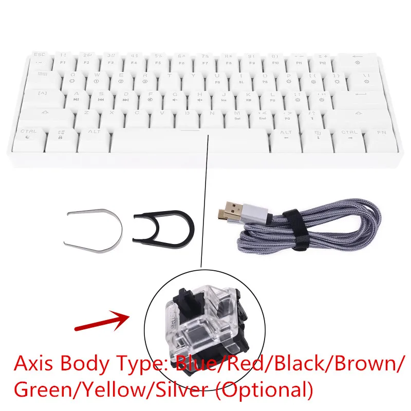 SK61 Portable 60% Mechanical Keyboard Gateron optical Switches RGB Backlit Hot Swappable Wired Gaming Keyboardfor PC Mac