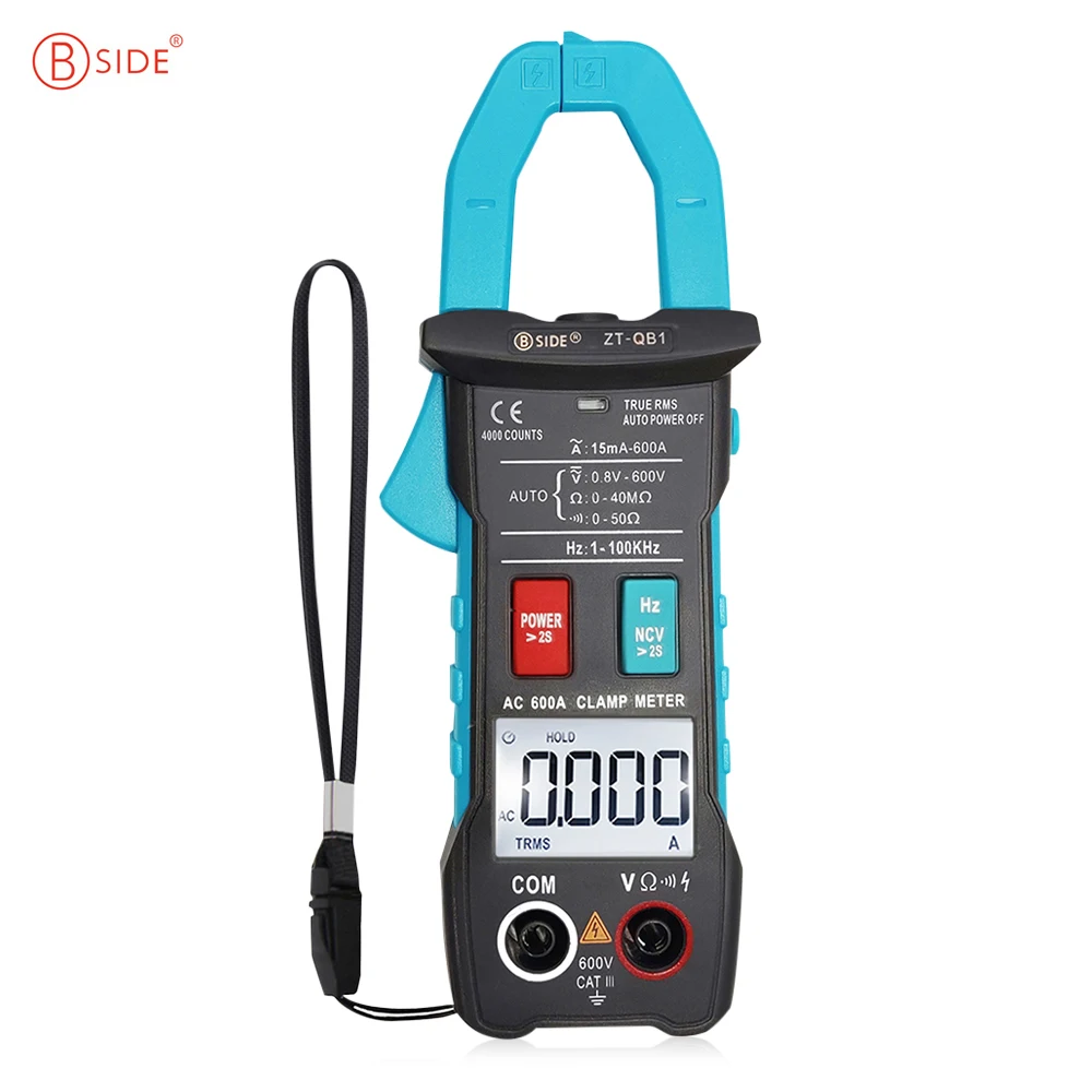 

Smart Clamp Meter BSIDE ZT-QB1 600A Current TRMS Auto-Rang AC Voltage Ammeter Hz Ohm NCV Tester DMM Multimeter
