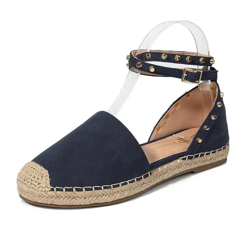 

2019 Autumn Round-toe Sandles Europe And America Women's Closed-toe Buckle WOMEN'S Flat Shoes