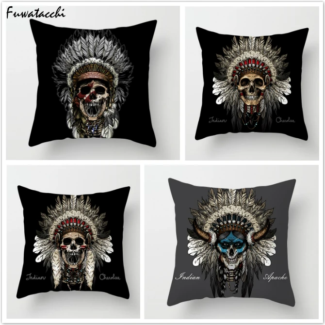 

TTLIFE Black Linen Cotton Throw Pillows Indian Portrait Cushion Cover Pillow Cover Decorative Sofa Pillow Case Pillowcase
