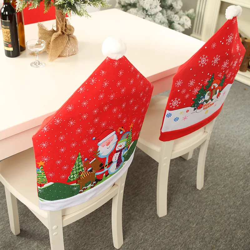 Noel Санта Клаус рождественские стулья крышка нетканый обеденный стол красная шляпа чехол для спинки стула рождественские украшения для дома