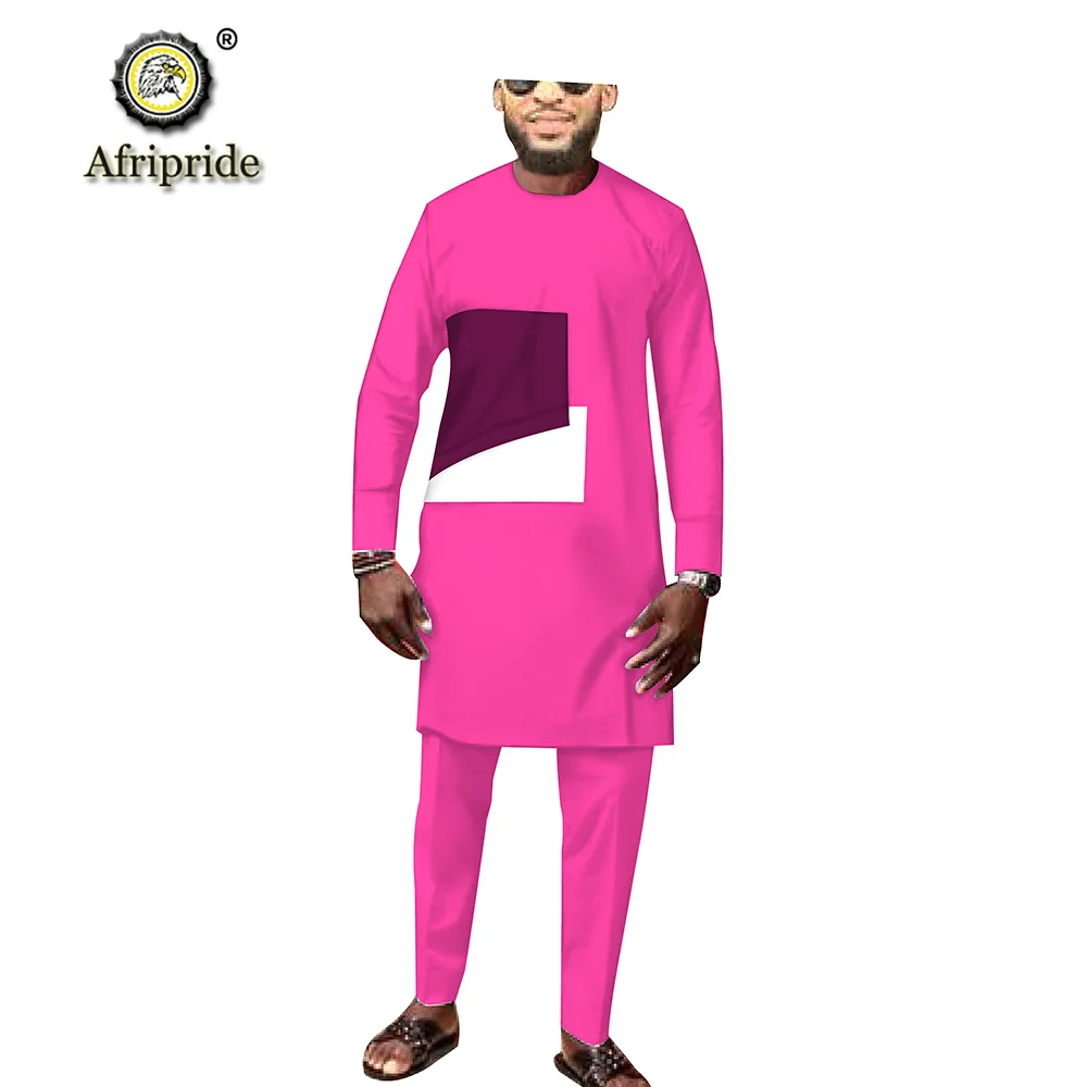 Men`s Casual Tracksuit African Dashiki 2 Piece Outfits Long Sleeve Shirts Blouse Pants Clothing Set Outwear AFRIPRIDE S1916045