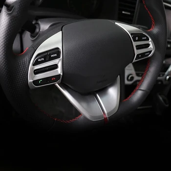 

For Hyundai Kona 2017 2018 2019 ABS Chrome Accessories Car Steering Wheel Button Frame Cover Decoration Sticker Styling 2pcs