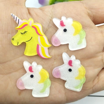 

10pcs Glitter Unicorn Flat back Acrylic sheet Miniature pattern applique DIY Wedding scrapbook craft