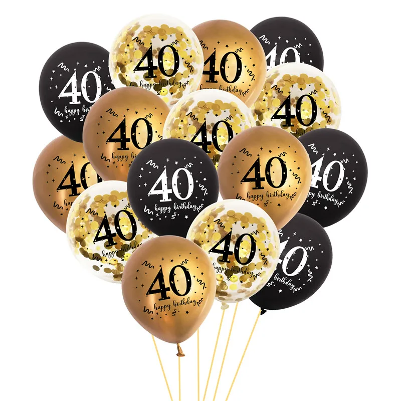 40 Year Birthday Balloons Banner Swirls Spiral Ornaments Photo Booth Props Frame Adult Men Women Birthday Party Decor Supplies