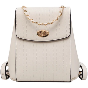 

Hot kf-New Wave Multi-Function Shoulder Bag Soft Leather Fashion Ladies Mini Travel Backpack White