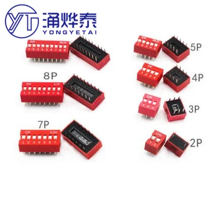 Hot sale 2.54mm red DIP switch 1P/2P/3P/4P/5P/6P/7P/8P/9P/10P Red Switch Free shipping