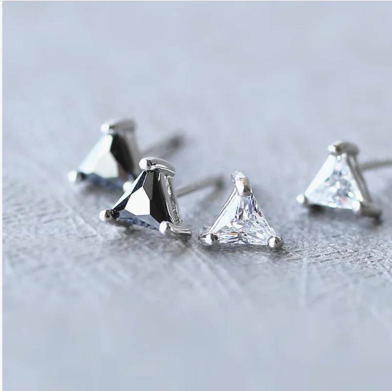 Gemei 925 пробы серебро, геометрические Треугольники кубического циркония серьги стержня для Для женщин Простые Модные вечерние украшения