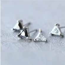 Gemei 925 пробы серебро, геометрические Треугольники кубического циркония серьги стержня для Для женщин Простые Модные вечерние украшения