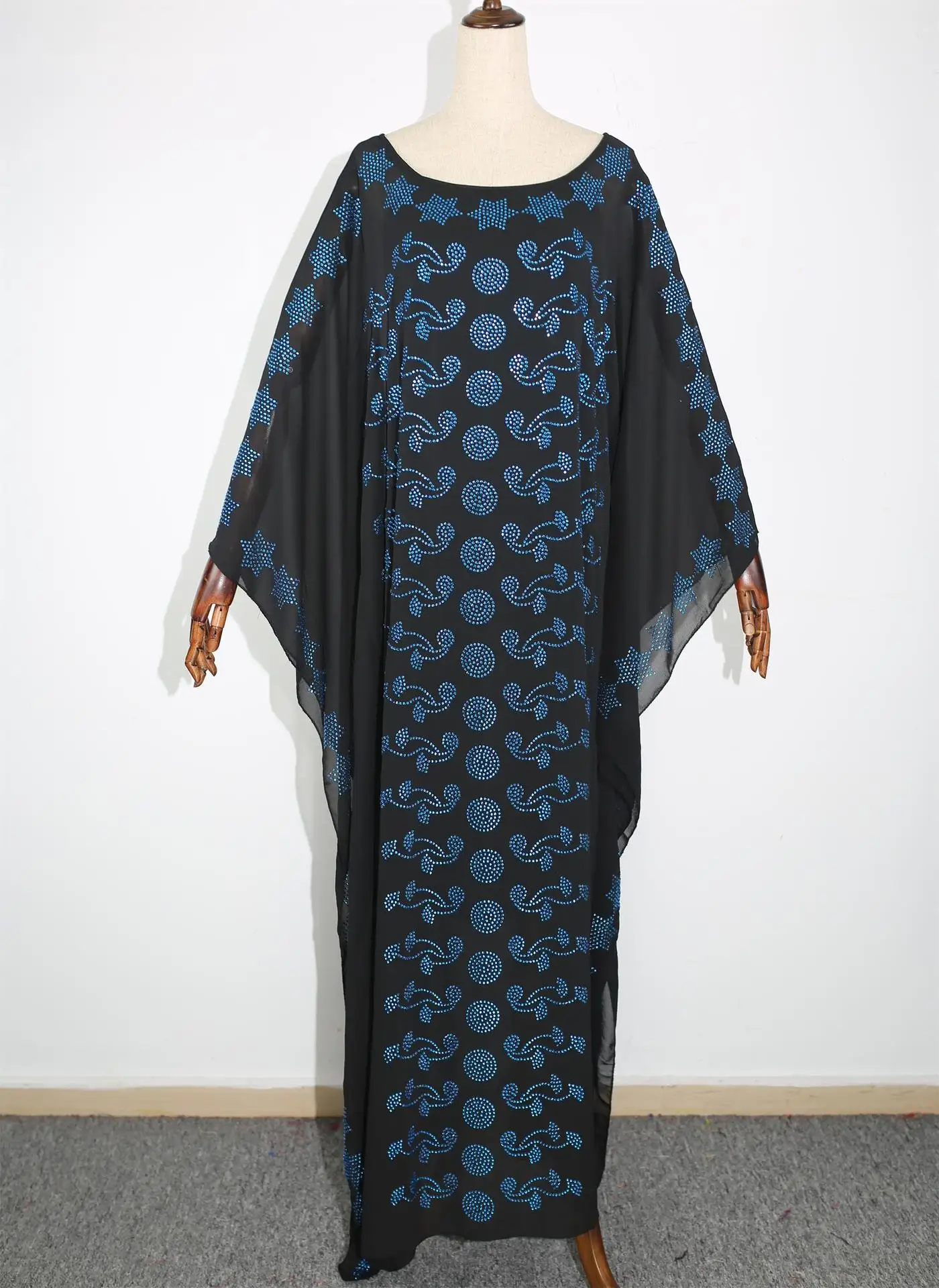African Dresses For Women African Clothes Muslim Long Dress High Quality Length Fashion Diamond Africa Clothing For Lady - Color: Black