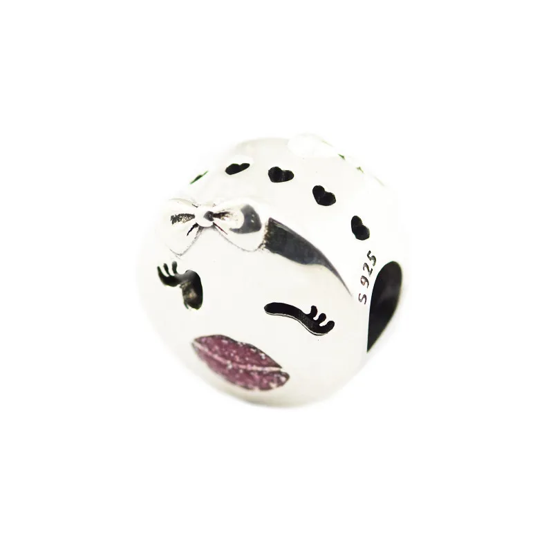 Playful Wink Charm Beads for Women Jewelry Making Pink Enamel Women Beads for Charms Bracelets 925 Sterling Silver Jewelry DIY