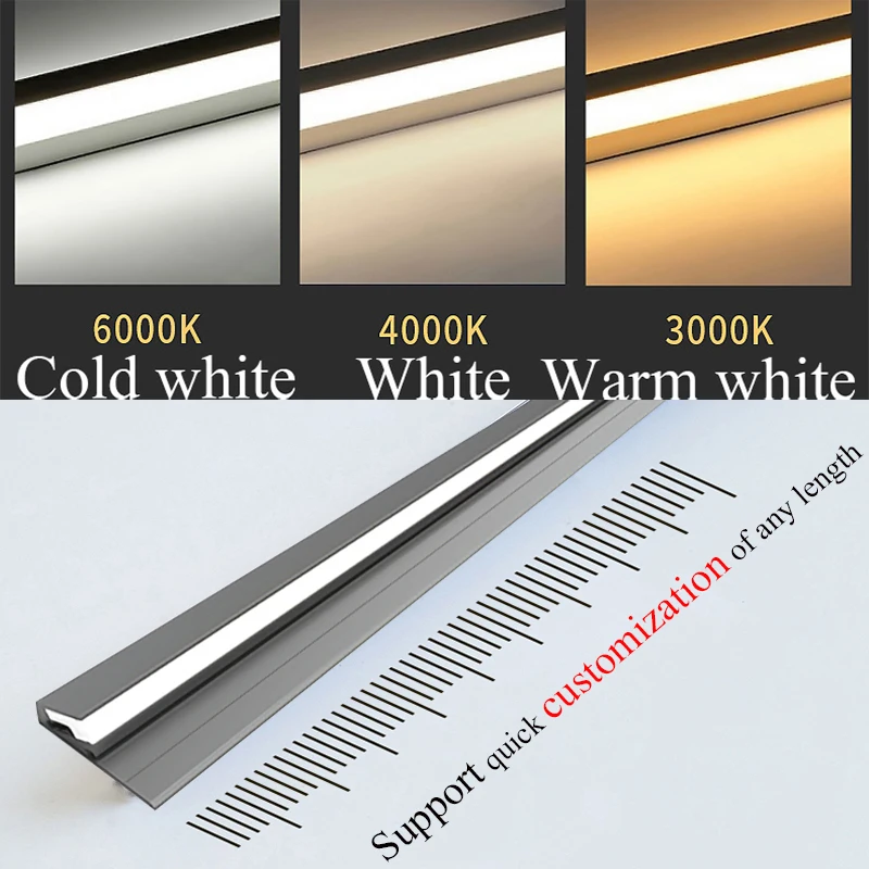 Inward 45 Degree Angle LED Strip Oblique Beam Cabinet Layer Shelf Edge Side Light-Emitting No Slotting Surface Mounted DC12V 2