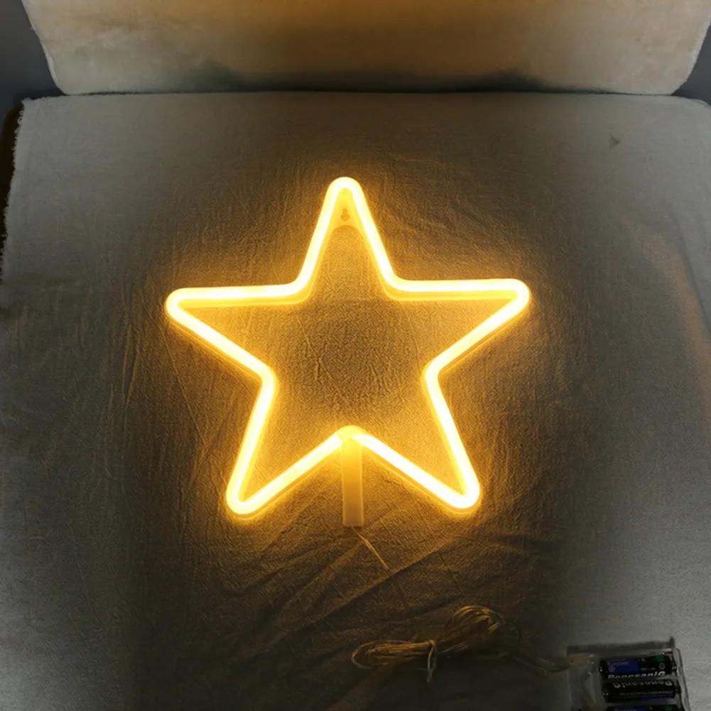 Led Neon Light Sign Holiday Xmas Party Wedding Decorations Kids Room Home Decor Pentagram Neon Lamp