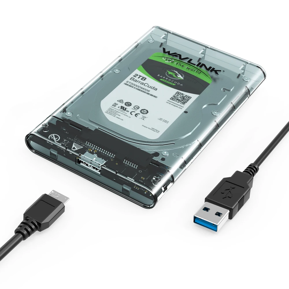 Wavlink HDD/SSD чехол SATA для USB 3,0 жесткий диск коробка для 2," HDD SSD до 2 ТБ 5 Гбит/с Внешний HDD корпус UASP протокол чехол