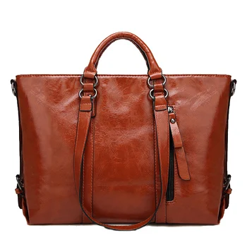 Женские кожаные сумки, большая женская сумка, высокое качество, повседневные женские сумки, сумка-тоут, испанская брендовая сумка на плечо, женская большая сумка - Цвет: Brown Crossbody Bags