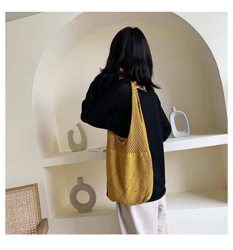 Women's bag 2022 Trend Handbags Knitted bag Luxury Designer Crochet Shoulder bags Ladies Tote bag Shopper Sac Bags for Women