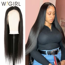 Wigirl 28 30 дюймов 13x6 кружевные передние человеческие волосы парики предварительно сорванный бразильский прямой бесклеевой фронтальный парик