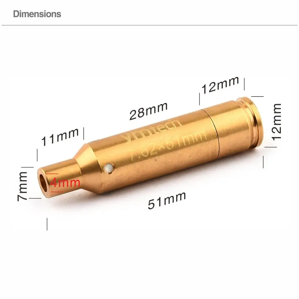 Лазерная пуля 7,62x51 мм красная точка Лазерная тренировочная пуля, лазерный тренировочный картридж для тренировки сухого огня и моделирования стрельбы