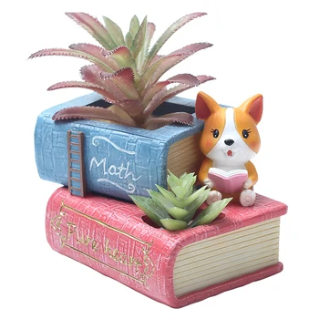 

1 piece drop shipping flowerpot Creative Resin Fleshy Flower Pot Crafts Desktop Decorations Corgi Dog Potted Ornaments wholesale