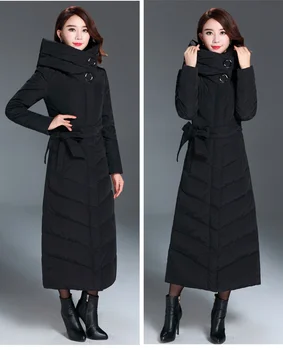 

Down Winter Long Duck Jacket Woman Hooded Parkas 2020 Warm Black Coat Women Jackets Chaquetas Invierno Mujer KJ496