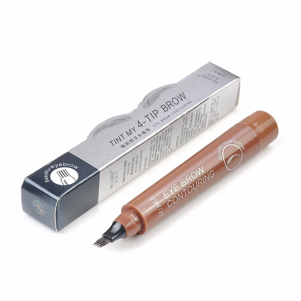 Карандаш для бровей водостойкая ручка для татуажа бровей долговечная 4 головки тонкий эскиз вилка кончик Профессиональная жидкая ручка для бровей TSLM2