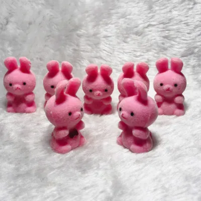 Розовый 20pcs/lot Lovely Cute Velvet Pink Bunny Toys Girls Toys Rabbit Birthday Gift Home Decoration Key Chains For Bags - Цвет: Розовый