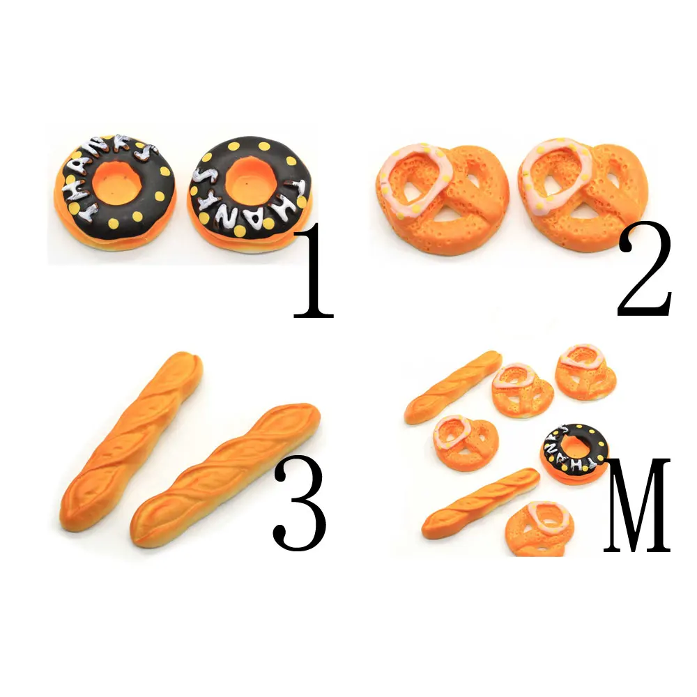 

Wholesale Kawaii Flatback Resin Dollhouse Food Cabochons Cute Bread Donut Dessert Food Cabochons Jewelry Sup