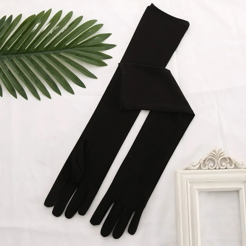 Black Cheap Spandex Bride Gloves of Wedding Accessories Long Gants Mariage Prom Party Purple Gloves S204 - Цвет: Black