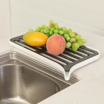 

Environmental Protection Water Filter Tray Fruit Vegetables Tableware Double Drain Rack Hollow Partition Removable Convenient