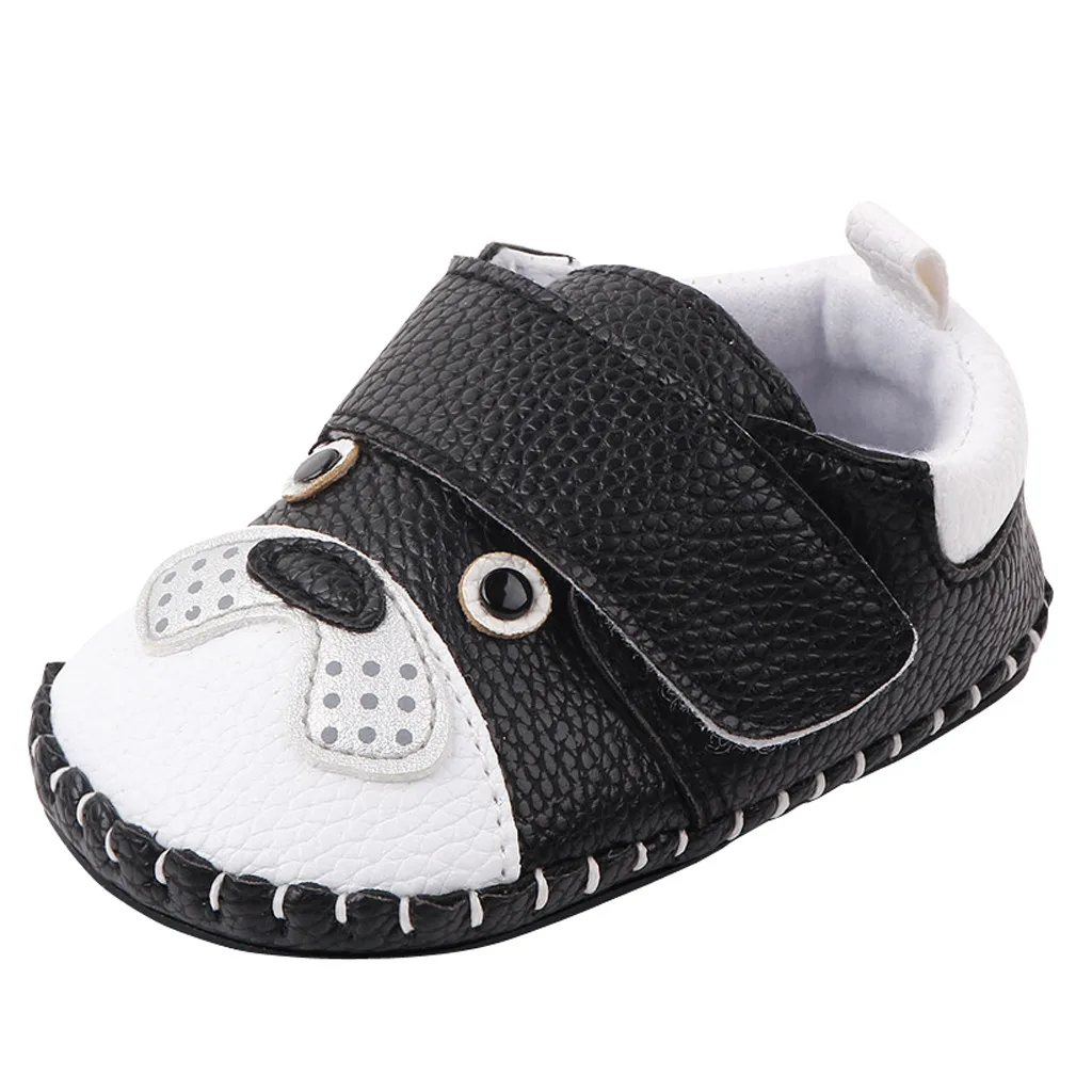 Милая мультяшная собачка; повседневная обувь для малышей; мягкая резиновая подошва; обувь для малышей 0-15 месяцев; смешанные цвета; Zapatos - Цвет: Черный