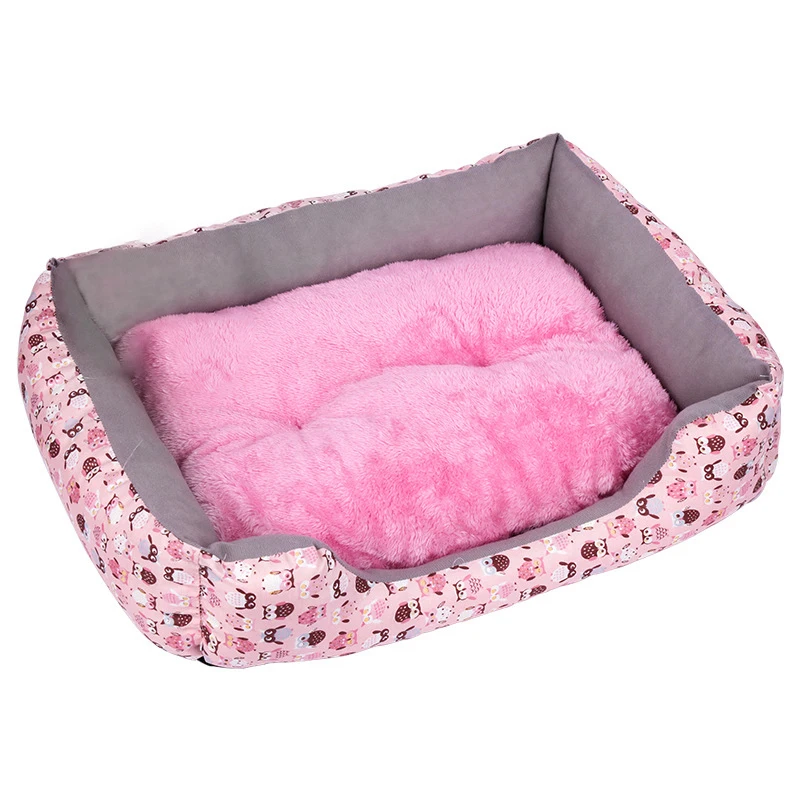 Гнездо для маленьких и средних собак, зимний теплый плюшевый домик для кровати, водонепроницаемый тканевый коврик для кровати собаки, мягкие собачьи товары для щенков питомцев - Цвет: Pink
