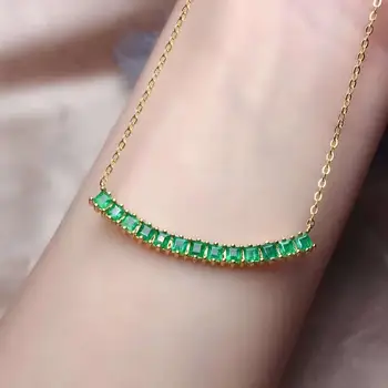 

Natural Emerald Necklace fashionable gem quality 925 silver 3x3mm