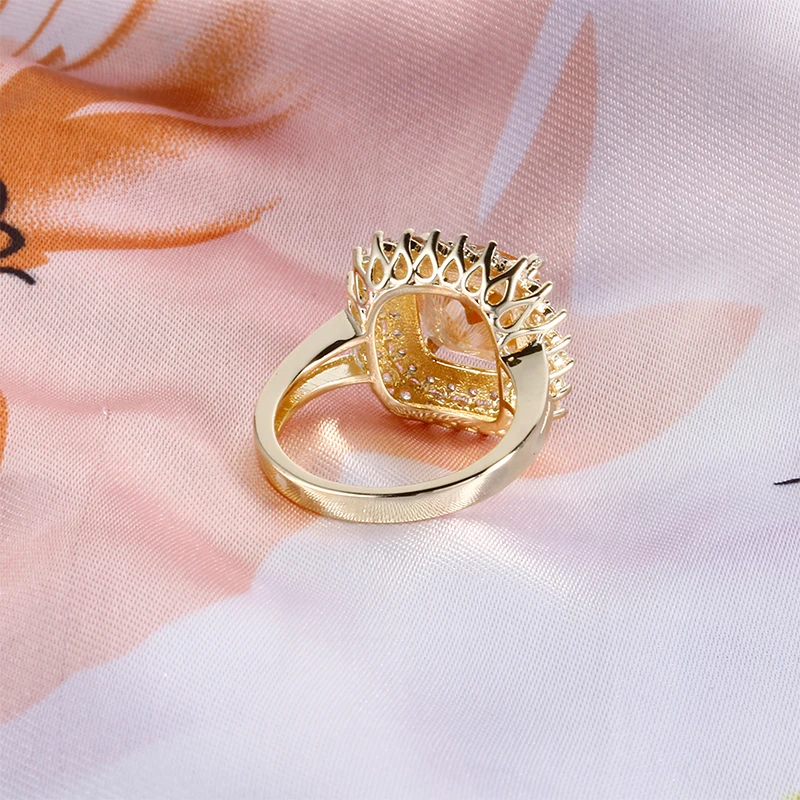 925 пробы серебряные кольца для женщин Пасьянс Подушка Желтый создан цитрин CZ Свадебные обручальные ювелирные изделия подарок на день Святого Валентина