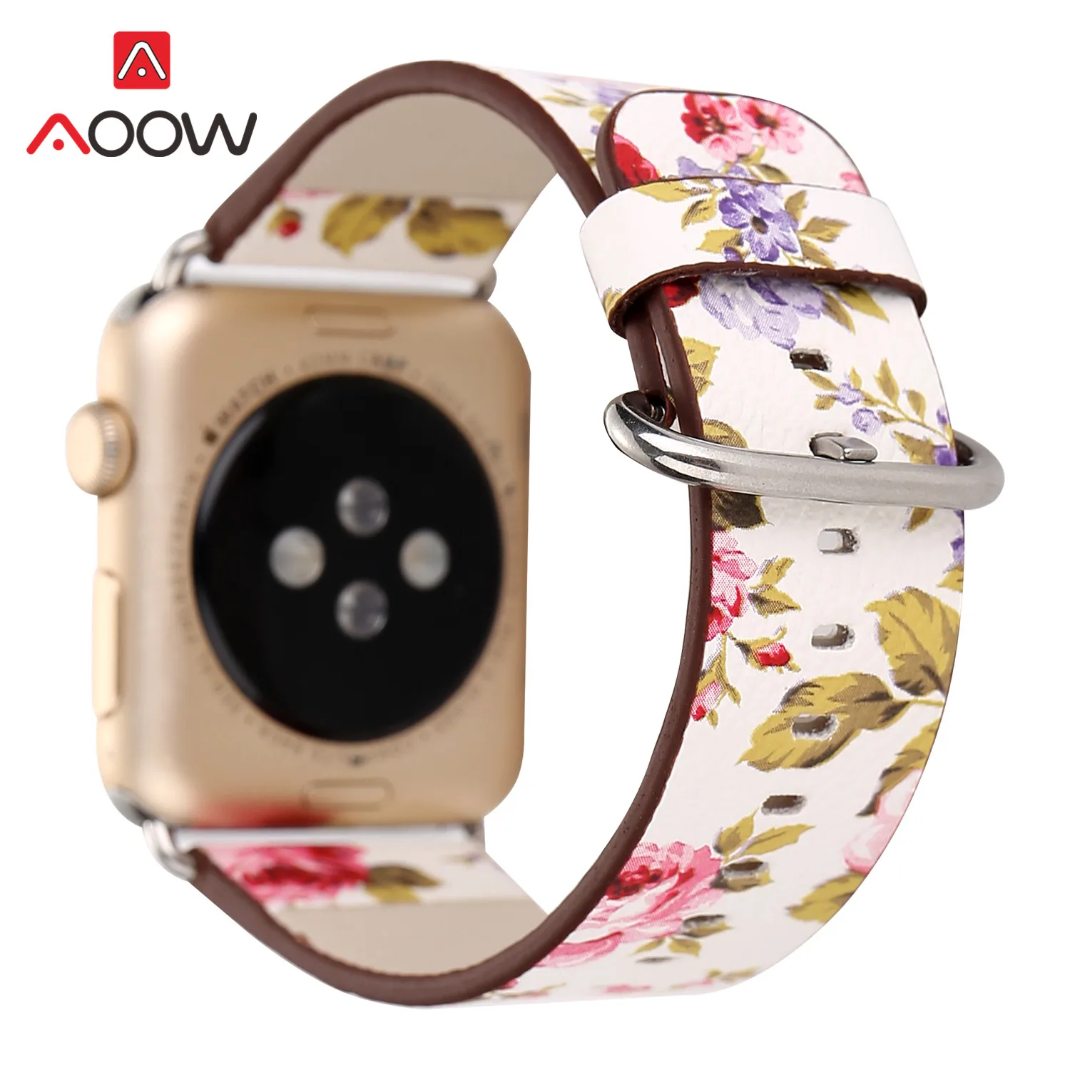 Кожаный ремешок с цветочным принтом для Apple Watch 5, 4, 38 мм, 42 мм, 40 мм, 44 мм, для мужчин и женщин, сменный ремешок для часов, браслет для iWatch 3, 2, 1