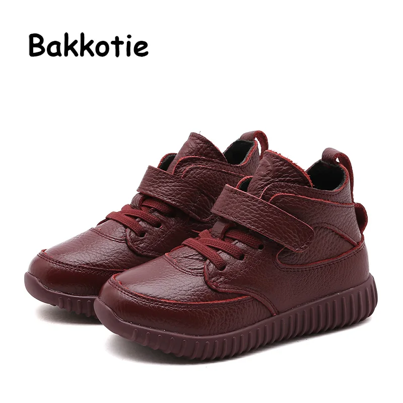 Bakkotie/Новинка 2019 года теплые черные высокие кроссовки для маленьких мальчиков
