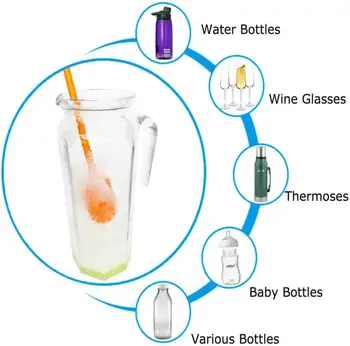 

Multifunction Silicone Water Bottle Glass Brush Cleaner Long Handle Cup Brush Household Tea Kitchen Wash Cup Sponge Brush
