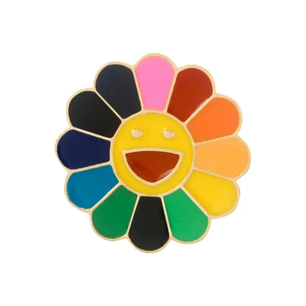 

Cute Sun Flower Brooch Pin Badge Colorful Wallet Pendant Accessories Beautiful Design Plants Shape Dripping Oil Metal