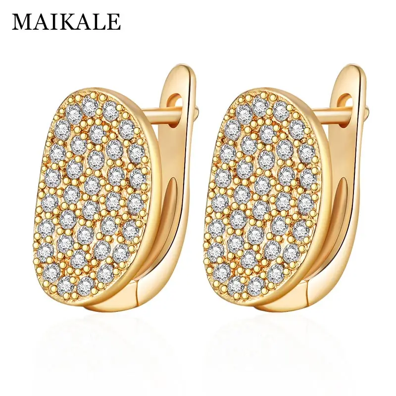 Gold MAIKALE, круглые серьги, покрытые золотом, серебром, белым, высокое качество, кубический цирконий, новые простые корейские серьги для женщин, подарок другу - Окраска металла: Gold