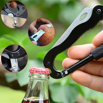 

12pcs/lot 5 In1 Outdoor Survival Carabiner Multifunctional Hiking Foldable Knife Screwdriver Factory wholesale corporate gifts