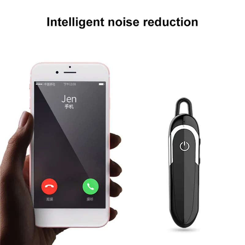 Wireless Headsets Bluetooth Ear Hook Noise Cancelling Hifi Earphone Handsfree Stereo Business Earbuds With Mic for Xiaomi Huawei