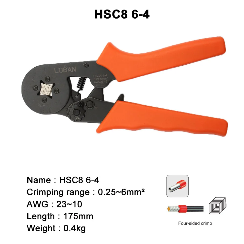 HSC8 6-6B HSC8 6-6A саморегулируемые обжимные плоскогубцы 0,25-6 мм терминалы обжимные инструменты мульти Топ бренд HSC8 6-6 23-10AWG
