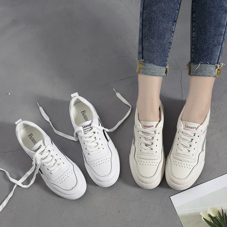 

Girls Shoe White Shoes Women's 2019 Spring And Autumn New Style Versatile Korean-style Students Lace-up Shoes Casual Flat